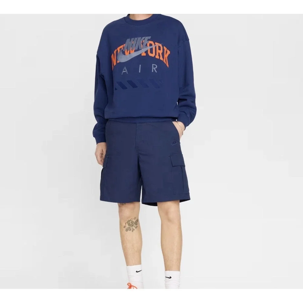 Nike Air Men's New York City Fleece Crew Oversized Sweater Navy L New MSRP $95